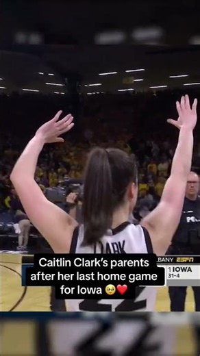 Caitlin Clark’s parents watching her salute the crowd after her final home game for Iowa 🥹❤️