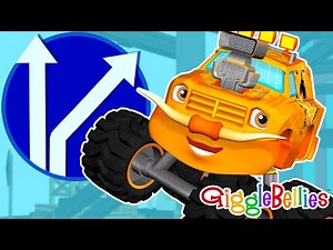Learn Opposites | Monster Trucks For Kids | GiggleBellies
