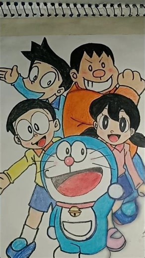 # Doraemon #Nobita #Shizuka #Jiyan #Suniyo#drawing #animeart #anime #geminiai # lifeisbutadream#