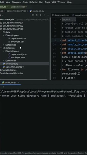 SQLite Thin Client - Run SQL on .CSV data + .JSON metadata