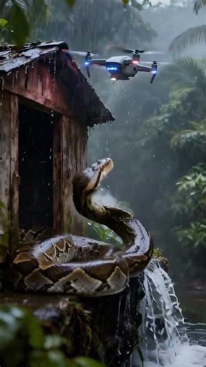 #16 A Python vs. a Drone During Heavy Rain #rain #wildlife #python #shorts #animals