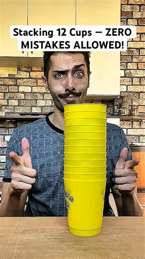 Stacking 12 Cups — ZERO MISTAKES ALLOWED! #breakingrecords #speedchallenge #cups