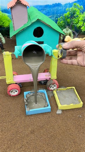 😱 Amazing Mini Tractor Making Cement Pillar | DIY Real Working Construction Machine 🚜 #shorts