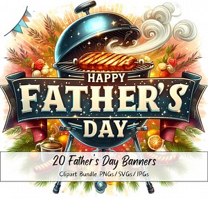 Happy Father's Day Banners Clipart Bundle, Watercolor Clip Art Images, High Quality Father Files, Digital Dad Graphics Download, Card Making - Etsy
