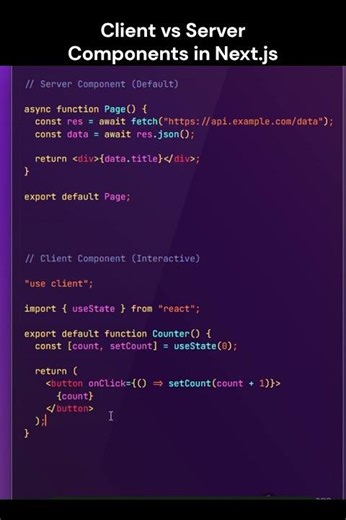 Client vs Server Components in Next.js | Day 38 #reactjs #nextjs #coding #code #javascript #viral