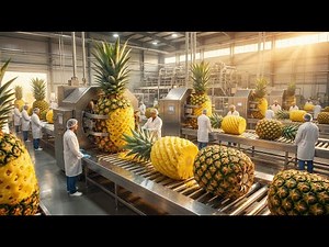 Hypnotic Pineapple Processing Automated: Peeling and Coring Tons of Fruit