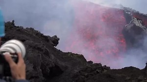 Sizzling lava flows out from Italy's Mount Etna