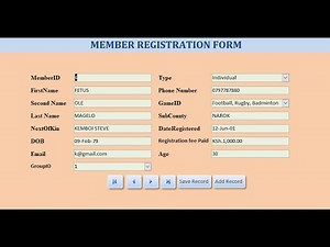 Maringo Sports Club System Fields Explanation for Member Registration Table
