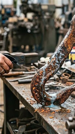 Instant Rust Removal: Watch This Rusty Hook Transform in Seconds! 🛠️✨