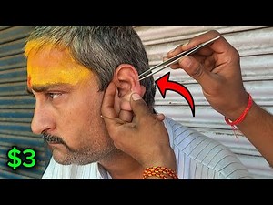 $3 Ear Cleaning in Street | Deep ASMR Relaxing Sound | India to USA Experience