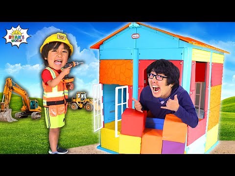 Ryan pretend play construction with Daddy One hour kids video!