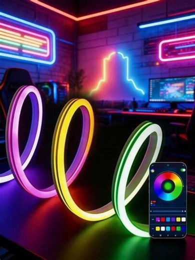 1 m/2 m/3 mètres/4 m/5 m Bande lumineuse LED décorative flexible ajustable USB, convient pour miroir de vanité, armoire de salle de bain, Bande lumineuse LED néon Bluetooth 5 m, compatible avec application et télécommande, Lumière néon LED RVB, Bande lumineuse flexible, convient pour la décoration d'intérieur, l'éclairage LED, la décoration murale, l'éclairage TV, la veilleuse | SHEIN