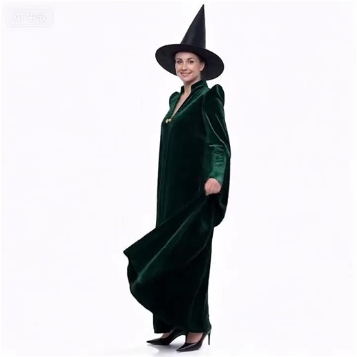 #Takerlama Professor Mcgonagall Costume Adult Dark Green Velvet Cloak Women’s Suit Halloween Party
