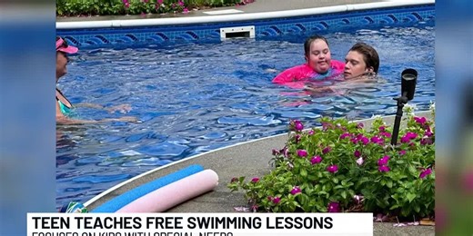 Highschool senior host free swimming lesson for kids with special needs