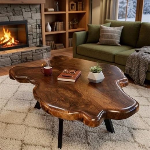 Live Edge Coffee Table - Rustic Solid Wood Center Table - Modern Solid Wood Living Room Furniture - Solid Wood Organic Living Room Furniture - Etsy Canada