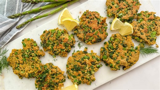 Pan-fried lemon asparagus fritters recipe