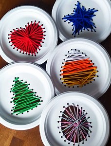 Kids paper plate string art for every holiday