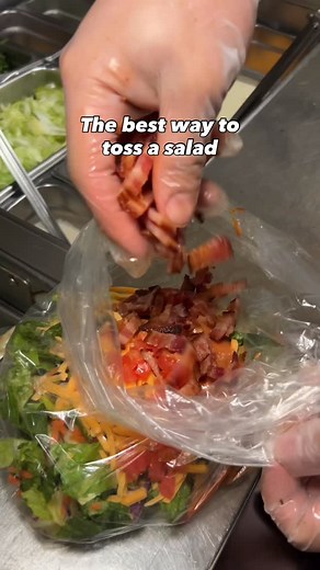 Tossing a salad the best way possible! #foodhack #satisfying | Famous Dave's Bar-B-Que of America