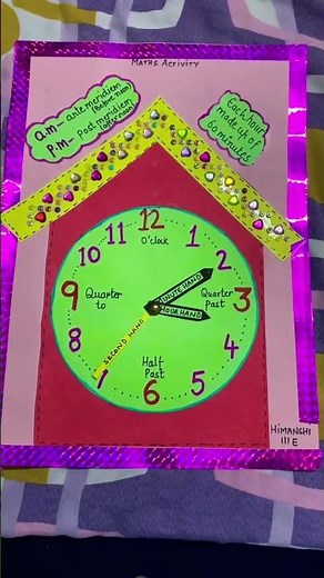 Handmade clock | maths activity |maths project | clock | time| #diy #craft #diycrafts
