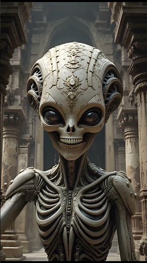 Alien biomechs emerge in sacred halls—half divine, half terrifying. #ai #shortvideo #aivideo