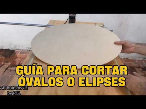 Guide for cutting ovals or ellipses with a hand router and straight cutting bit