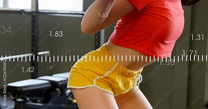 female lifter gripping bar and bracing core, initiating squat descent as health graph tracking form