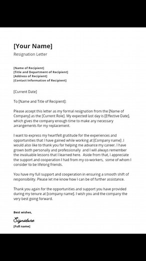 Formal Resignation Letter Ideas for Various Situations