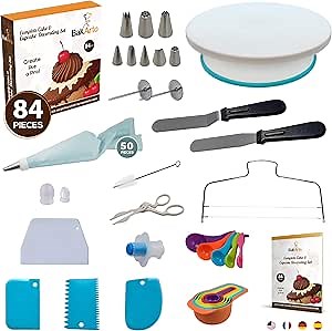 Complete Cake Decorating Kit – 84 pcs Cake & Cupcake Decoration Supplies Set with Cake Decorating Turntable, Easy to Use Cake Leveler & More Baking Decoration Tools for Beginners, Adults, Kids, Teens