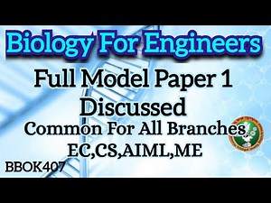 Biology For Engineers Full Model Paper 1 Solved 4th Sem Common For All Branches 22 Schem VTU BBOK407