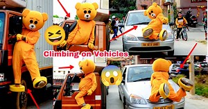 229K views · 10K reactions | Teddy bear irritating Drivers Prank 藍藍藍 | Mr Crazy | Facebook