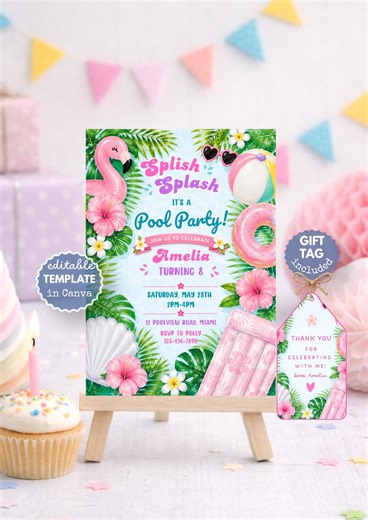 Pool Party Birthday Invitation | Editable Kids Summer Swim Party Birthday Invite Template | Printable Pool Party Invite | Digital Download - Etsy
