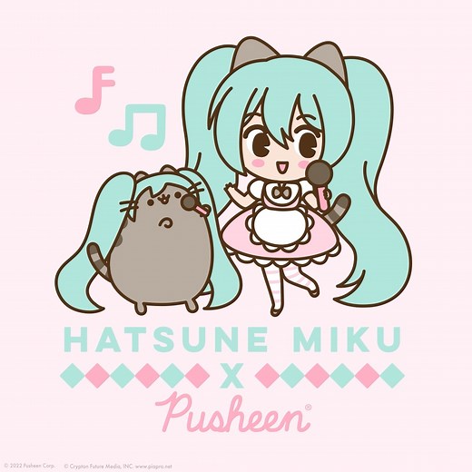 The Hatsune Miku x Pusheen collaboration is now available! Make sure to check out the LINE stickers and exclusive items at FYE, Hot Topic, and The Pusheen Shop!⁠ bit.ly/3pC1eUR | Pusheen