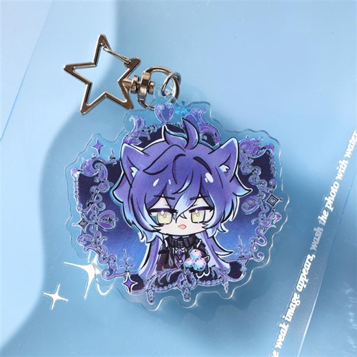 Genshin Flins Chibi Cat Ear Acrylic Keychain With Star Clip, Anime Backpack Charm for Cosplay Fans, Cute Purple Hair Figure Gift - Etsy Australia
