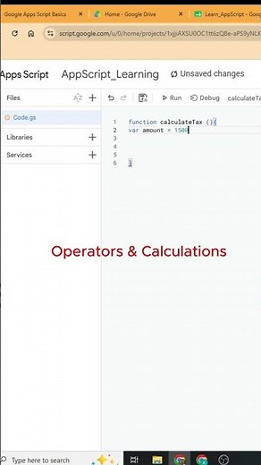 Google Apps Script Tax Calculation in 30 Seconds! 💰 | Operators & Expressions Tutorial