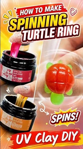 TIMESRUI How to Make a Spinning Turtle Ring! Easy UV Clay DIY Tutorial for Beginners! #diycrafts