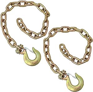 Boxer Trailer Safety Chain 5/16” x 35” 2 Pack - Grade 70 Transport Chain with Clevis Hook
