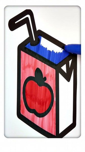 Apple Juice Drawing & Coloring 🧃🍎 Kids Learn Colors #shorts