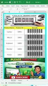 How to Create Barcodes in Excel | Step‑by‑Step Tutorial (Telugu)