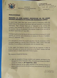 KNUST students ordered to leave campus by Saturday - MyJoyOnline