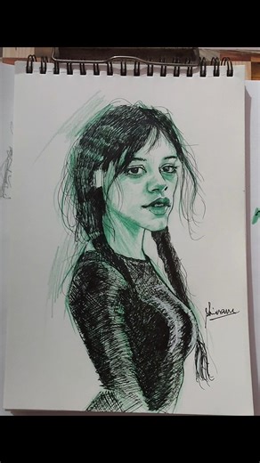 sketch of a girl using colored pencil and pen. #sketchbook #sketching #drawing #drawingprocess