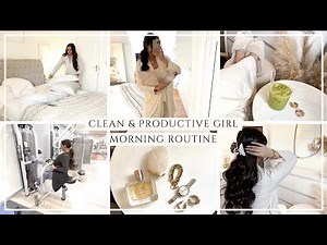 CLEAN & PRODUCTIVE ‘THAT GIRL’ MORNING ROUTINE | Gym, Skincare, smoothie & work!