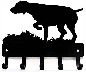 GSP on Point - German Shorthaired Pointer Key Holder for Wall - Small 6 inch Wide with 5 Hooks - Made in USA