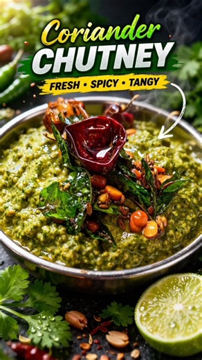 1 Minute Coriander Chutney | Spicy & Fresh Green Chutney 💚#shorts#youtubeshorts#ushafoodlab