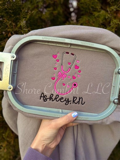 Valentine Nurse Embroidery Design | RN Stethoscope Embroidery File | Nurse Holiday Embroidery Pattern | PES DST - Etsy