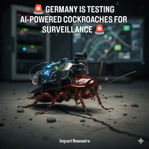🚨 GERMANY IS TESTING AI-POWERED COCKROACHES FOR SURVEILLANCE 🚨 Science fiction is becoming a