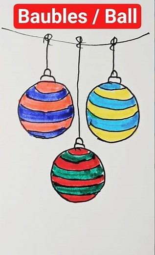 How to draw a baubles? (Christmas objects drawing tutorial)
