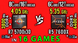 【4K】AMD测试16款游戏性能对比！Ryzen 7 5700x3D vs Ryzen 5 7600X