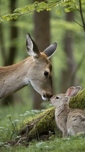 The best friend between deer and rabbit #amazinganimals #shortvideo #shorts