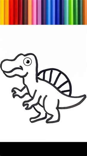 🌈 Drawing, painting and coloring a dinosaur for kids | nursery rhyme.⭐#180