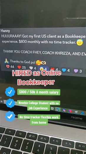 Congratulations Ma'am Hanny: Hired as Online Bookkeeper!
